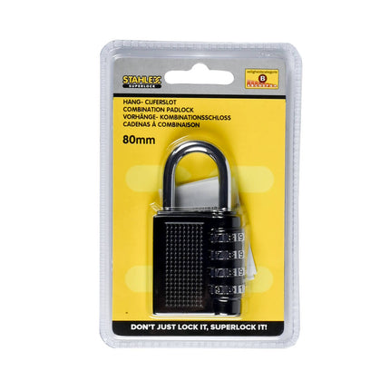 Hangcijferslot 40 mm, 4-cijferige code, ideaal voor bagagebeveiliging.