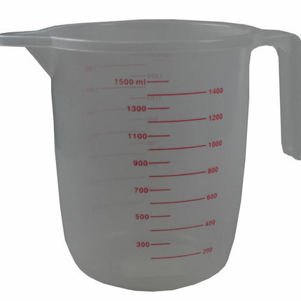 Maatbeker 1500 ml - Transparant, Duidelijke Maataanduiding, Plastic