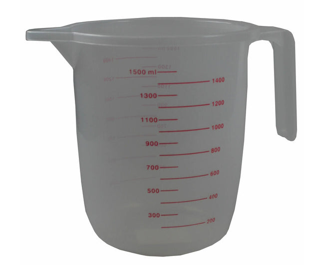 Maatbeker 1500 ml - Transparant, Duidelijke Maataanduiding, Plastic