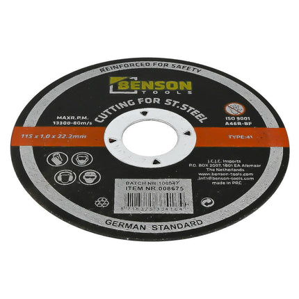 Doorslijpschijf RVS ø115x1.0x22.2 mm voor nauwkeurig snijden RVS.
