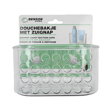 Transparant Douchebakje 16x8x8cm met Zuignappen, 1L Opbergruimte