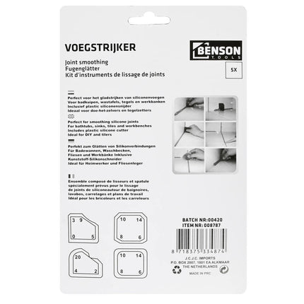 Voegstrijker Set 5 dlg - Voor Perfecte Siliconen Badkamervoegen
