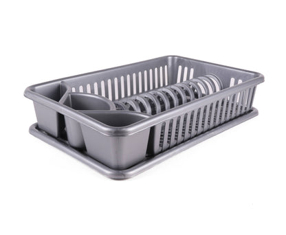 Afdruiprek 42,5x26,5x10 cm Zilver met Kunststof Lekbak
