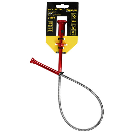 Aluminium Pick Up Tool: 3-in-1 Magneet, LED, 622mm Reach