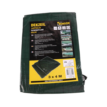 Groen PE Dekzeil 3x4m, 70 GSM, Aluminium Ogen, Tuinbescherming