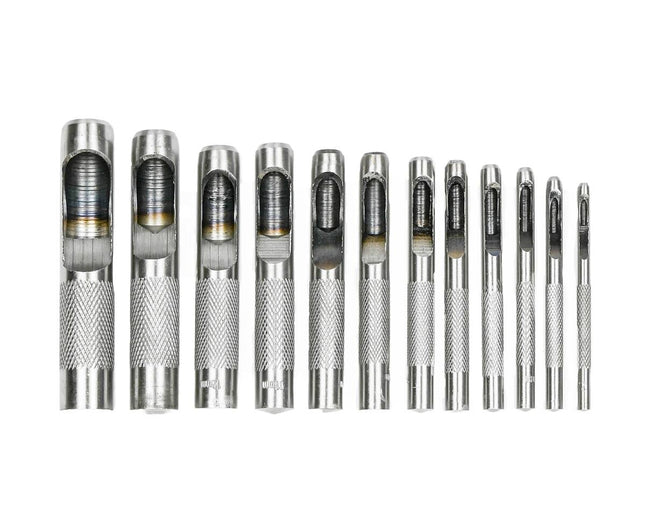 12-delige Holpijpset Jumbo: Cr-V staal, maten 2,5-16mm, ideaal voor leer.