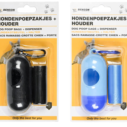 Hondenpoepzakjes + houder mix – Aantal zakjes 15 st, Materiaal kunststof + HDPE