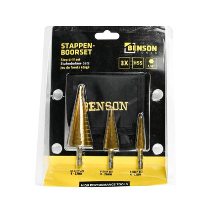 3-delige HSS Tita Stappenboorset 4-32mm, ideaal voor metaalbewerking