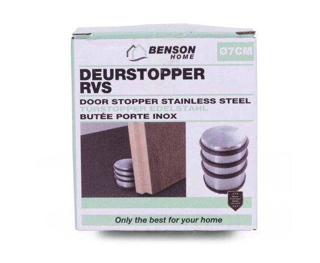 Deurstopper ø9 cm RVS met Rubber, Beschermt Muren en Vloeren