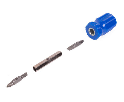 Compacte Stubby 4-in-1 Schroevendraaier, 8,5cm, Incl. 4 Bitjes