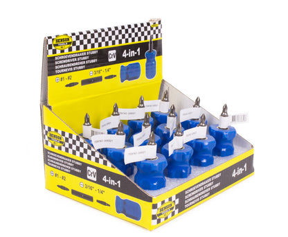 Compacte Stubby 4-in-1 Schroevendraaier, 8,5cm, Incl. 4 Bitjes