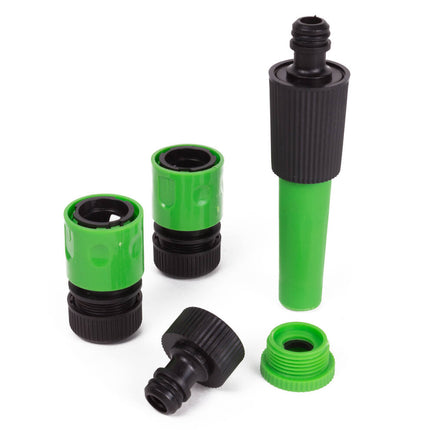 Waterkoppelset 1/2", 4-dlg: Verstelbare sproeikop, snelkoppeling.