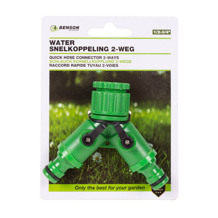Water Snelkoppeling 2-Weg, 1/2"-3/4", Voor Tuinslangen Aansluiten