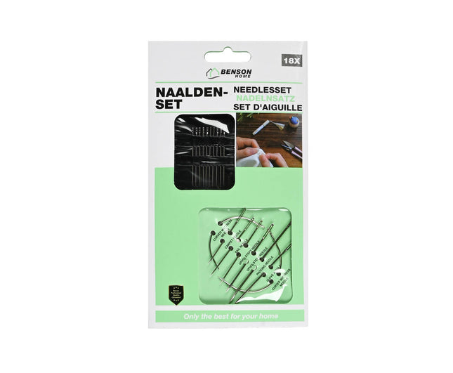 Naaldenset 18 dlg - Voor Naaiwerk, Tapijt & Bekleding, RVS Kwaliteit