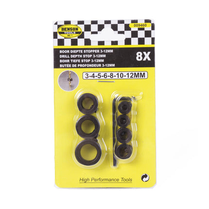 Boor Diepte Stopper Set 3-12 mm 8-delig - Precieze Boorwerkzaamheden