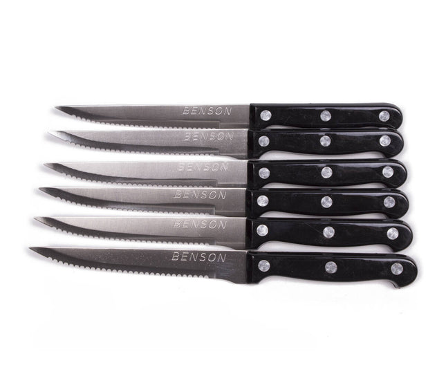 Steakmessen Set 6 dlg - 21,5cm RVS, Perfect voor Steak en Vleesgerechten