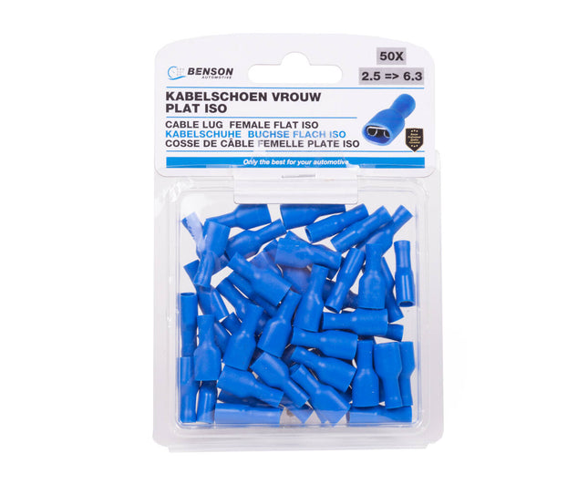 Kabelschoen 50st Vrouw Plat 2.5-6.3 Blauw voor Elektrische Verbindingen