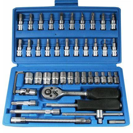 46-delige Doppendoos met Ratel, Verlengstukken en Torx Bits