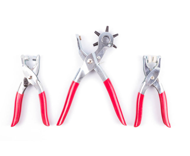 Gatentangenset 3 dlg: Revolvertang, Gaatjestang, Drukknopen, Ringen