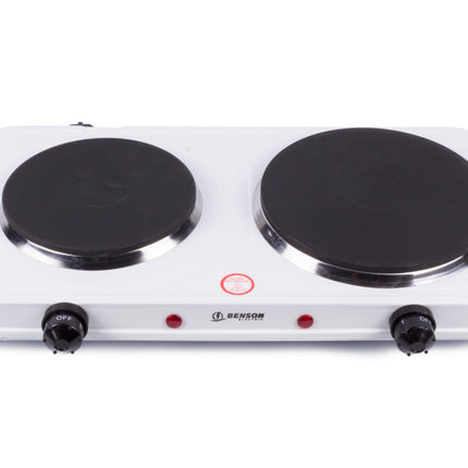 Kookplaat wit dubbel 1000/1500W – Diameter kookplaat 1 15,5 cm, Vermogen 1000 en 1500 W