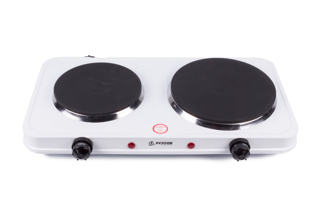 Kookplaat wit dubbel 1000/1500W – Diameter kookplaat 1 15,5 cm, Vermogen 1000 en 1500 W