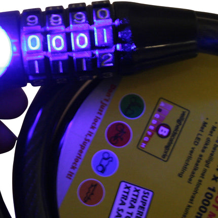 Kabel cijferslot + LED Armor 12 x 1000 mm – Kabeldiameter 12 mm — stevige basisbeveiliging