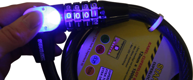 Kabel cijferslot + LED Armor 12 x 1000 mm – Kabeldiameter 12 mm — stevige basisbeveiliging