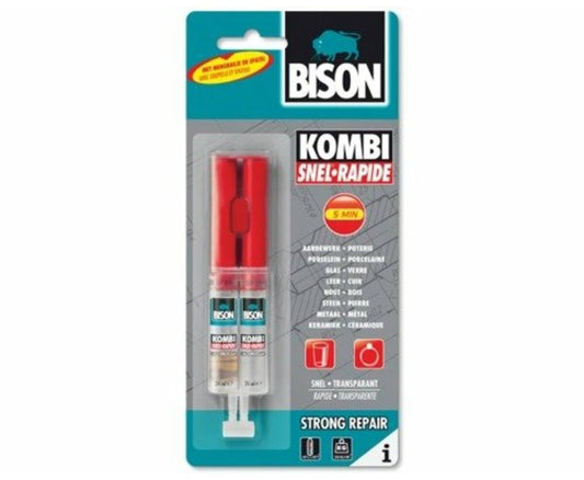 Bison Kombi Snel 24 ml - Snelle en Sterke Lijm voor Diverse Materialen