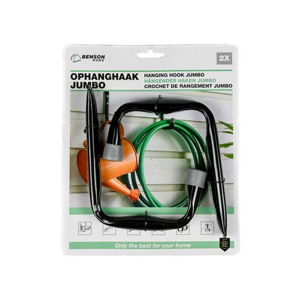 Ophanghaken 2 dlg Jumbo: Stalen haken 15x9,5/13cm voor ladders/fietsen.