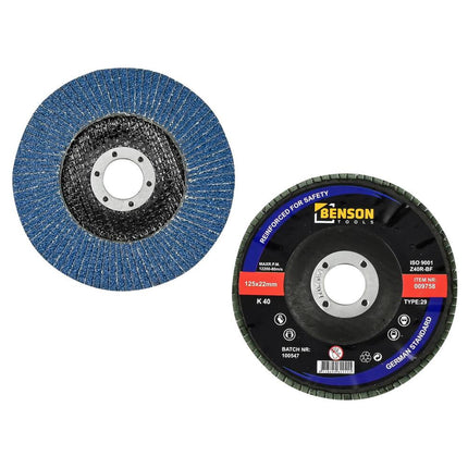 Lamellenschijf 125 mm K40 voor staal en hout, ideaal voor lasnaden.