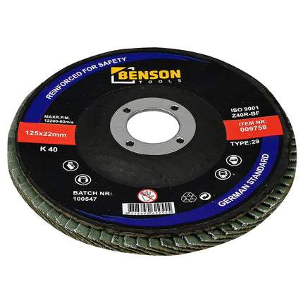 Lamellenschijf 125 mm K40 voor staal en hout, ideaal voor lasnaden.
