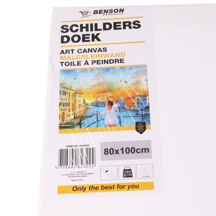 Schilders doek 80 x 100 cm – Geschikt voor olie, acryl verf en airbrush, 280g