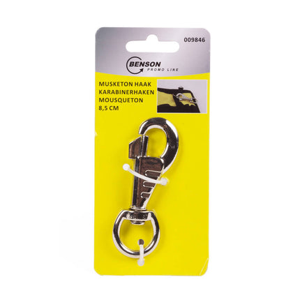 Musketon Haak 8.5 cm Zilver voor Sleutels en Kampeerspullen