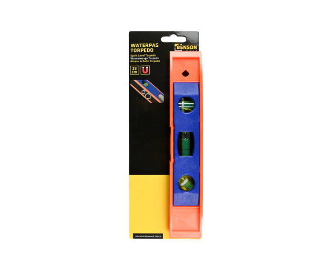 Magnetische Torpedo Waterpas 23cm, 3 meetopties, perfect voor bouw.