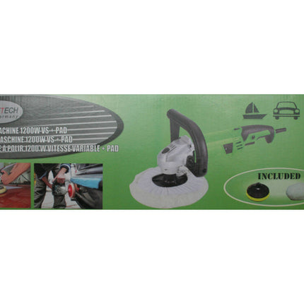 Poetsmachine 1200W ø180mm, Variabele Snelheid, Incl. Pads, Auto Polijsten