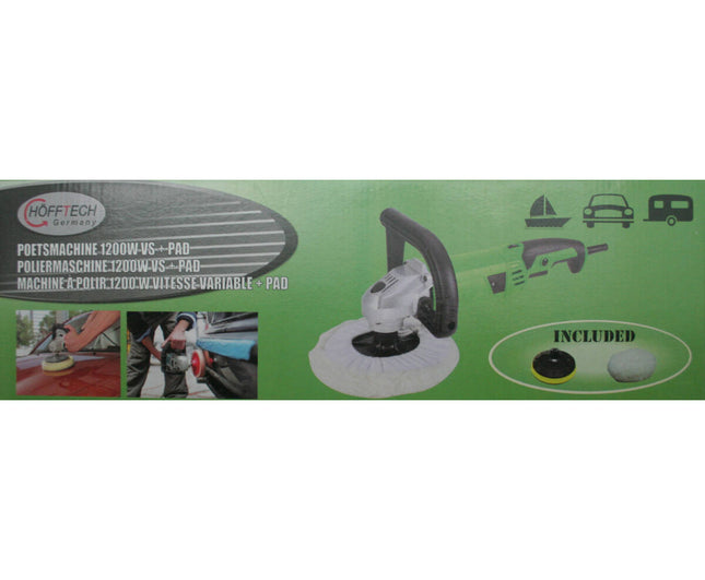 Poetsmachine 1200W ø180mm, Variabele Snelheid, Incl. Pads, Auto Polijsten