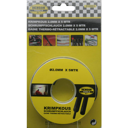 Krimpkous 2 mm x 5 mtr, 3:1 krimp, ideaal voor kabelbeveiliging.