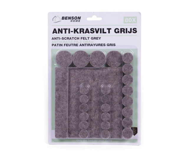 Grijze Antikrasvilt Set 80-delig: Beschermt Vloeren & Dempt Geluid