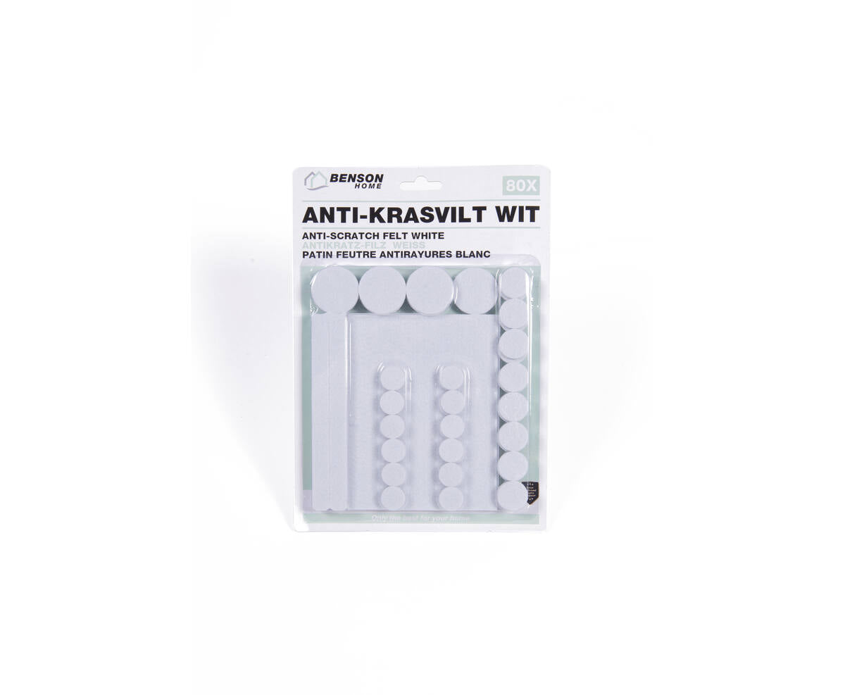Antikrasvilt Set 80 dlg Wit - Beschermt vloeren, geluiddempend