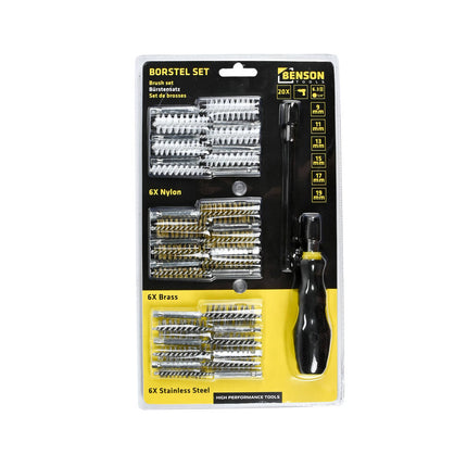 Borstel Set 20 dlg: Nylon, Staal, Messing - Voor Schoonmaak en Onderhoud