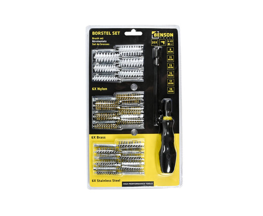 Borstel Set 20 dlg: Nylon, Staal, Messing - Voor Schoonmaak en Onderhoud