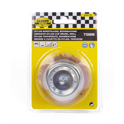 Nylon Borstel Kom 65mm voor Boormachine, Ontbramen Hout & Metaal