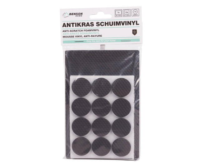 Zwarte Antikras Schuimvinyl Set 25dlg, Beschermt Vloeren, Zelfklevend