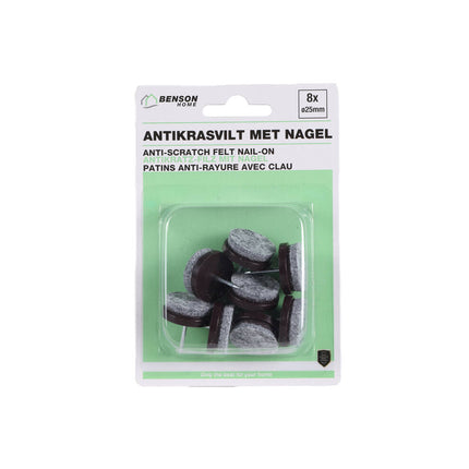 Antikrasvilt 24mm met Nagel, Set van 8, Beschermt Vloeren
