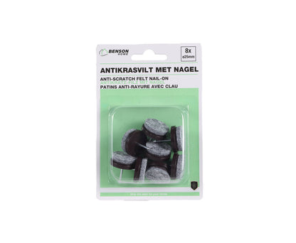 Antikrasvilt 24mm met Nagel, Set van 8, Beschermt Vloeren