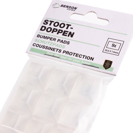 Stootdoppen 9 dlg, Transparant, Siliconen, 20.6x20.6x7.6mm, Tafelbescherming