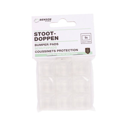 Stootdoppen 9 dlg, Transparant, Siliconen, 20.6x20.6x7.6mm, Tafelbescherming