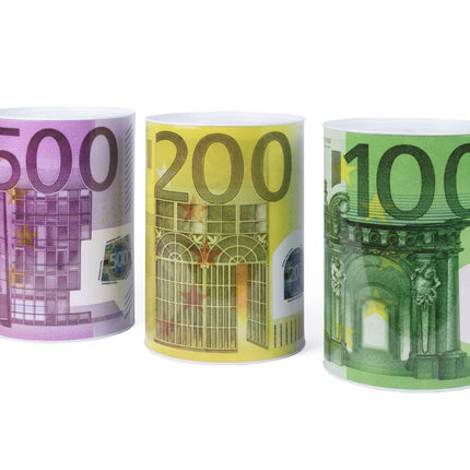 Spaarpot Blik Ø 15,5 x 21,5 cm, Euro Design, Veilig Sparen met Blikopener