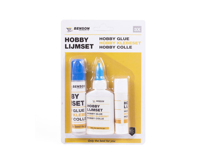 Hobby Lijmset 3 dlg - Lijmstift, Tube, Roller voor Knutselprojecten