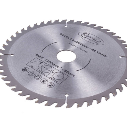 Cirkelzaagblad 210mm, 48 Tanden, Incl. Adapters voor Houtbewerking